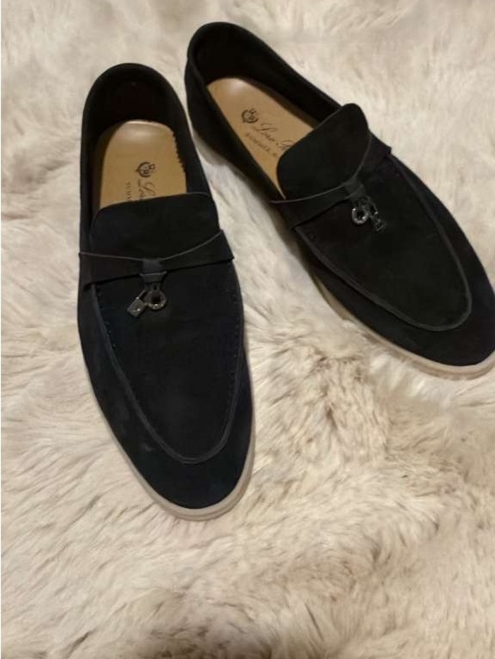 Loro Piana Black Suede Women's Loafers